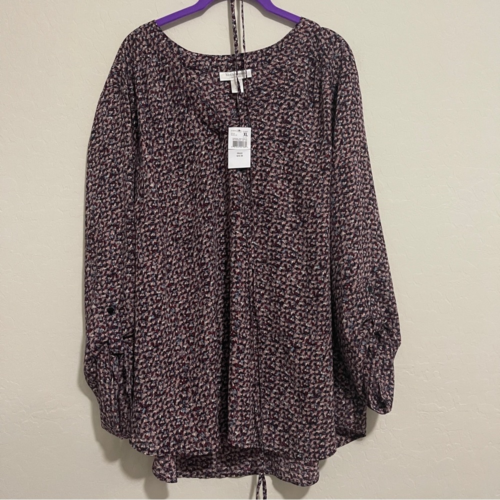 NWT Motherhood Maternity Quarter Sleeve Floral Blouse Size XL